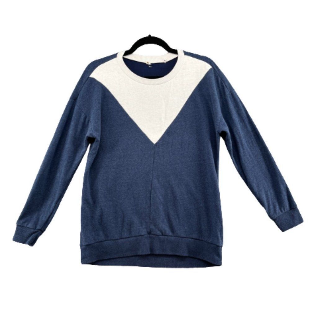 Marine Layer Women's Size Small Blue and White Sweater Triangle